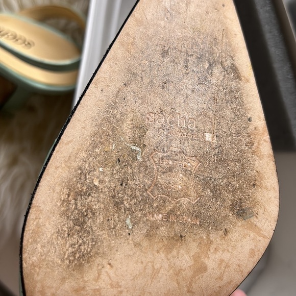 Vintage leather aqua printed croc sling back heels women’s size 7 - Picture 11 of 12